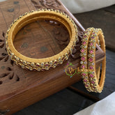 Single Line Kundan Bangle-Dice and Dots-Light Pink-Glossy-G3638